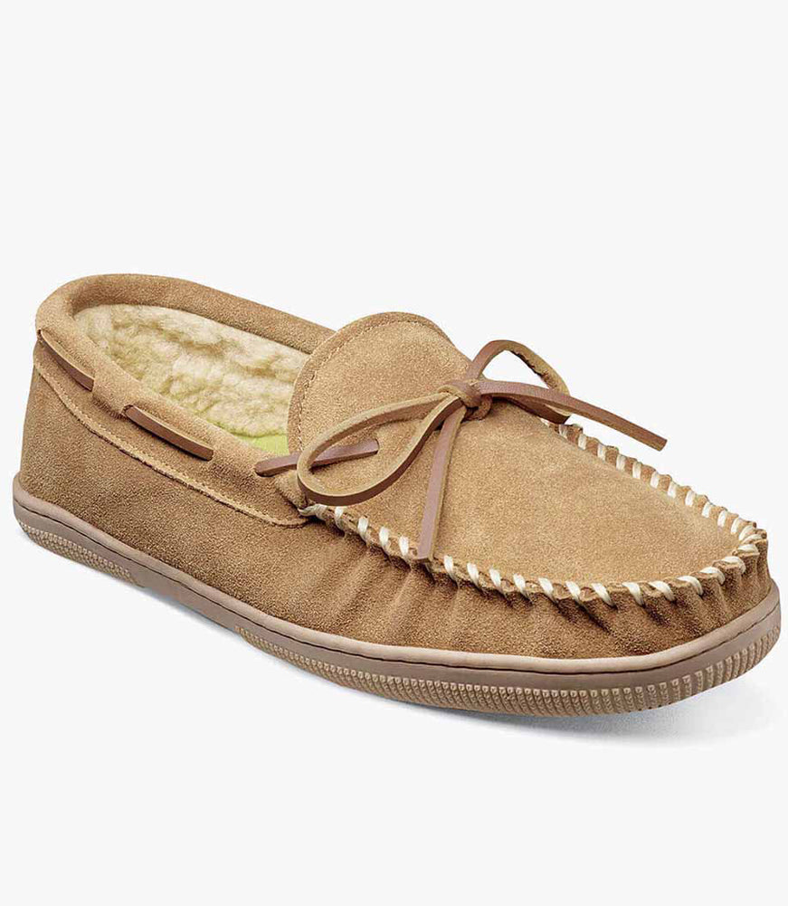 Cozy Moc Toe Tie Slipper in Sand by Florsheim | Martin display picture 2