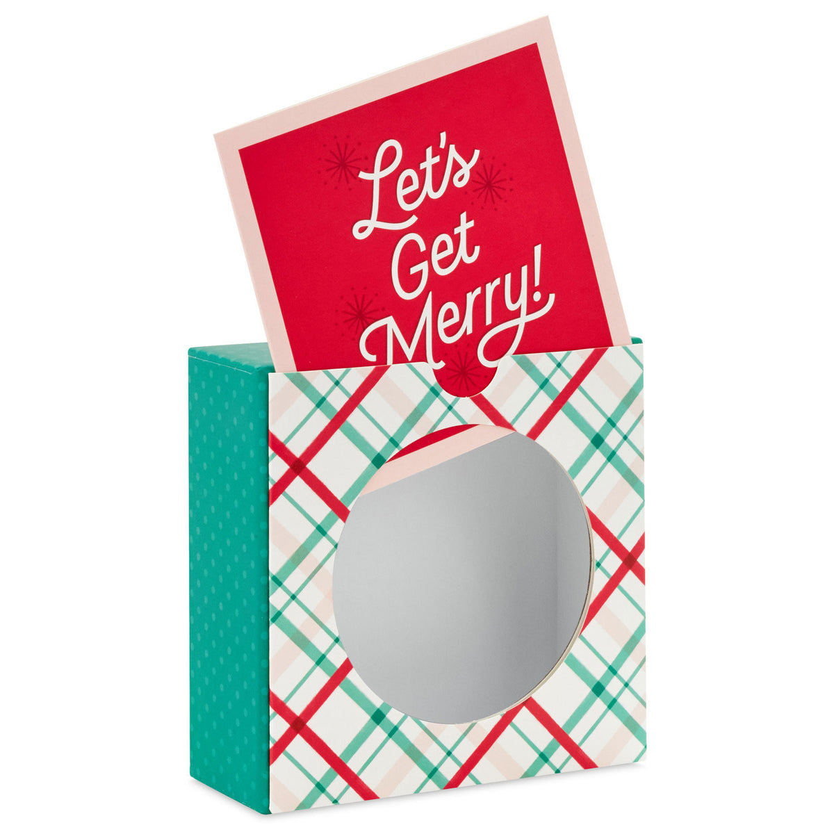 Hallmark 4.5'' Let's Get Merry! Plaid Christmas Gift Card Holder Box
