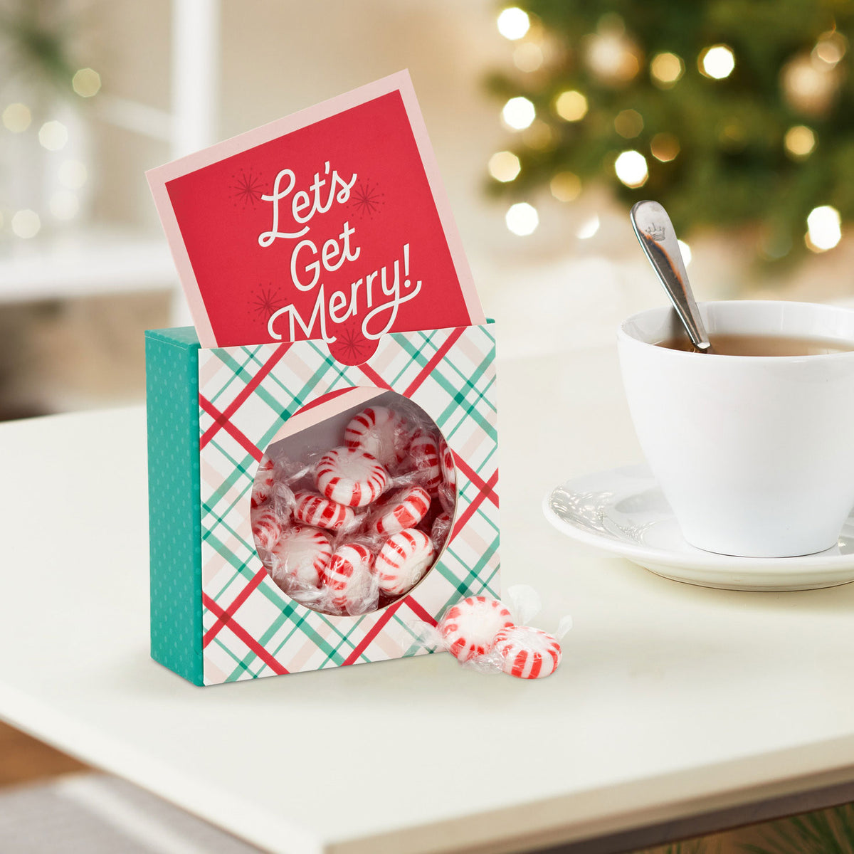 Hallmark 4.5'' Let's Get Merry! Plaid Christmas Gift Card Holder Box