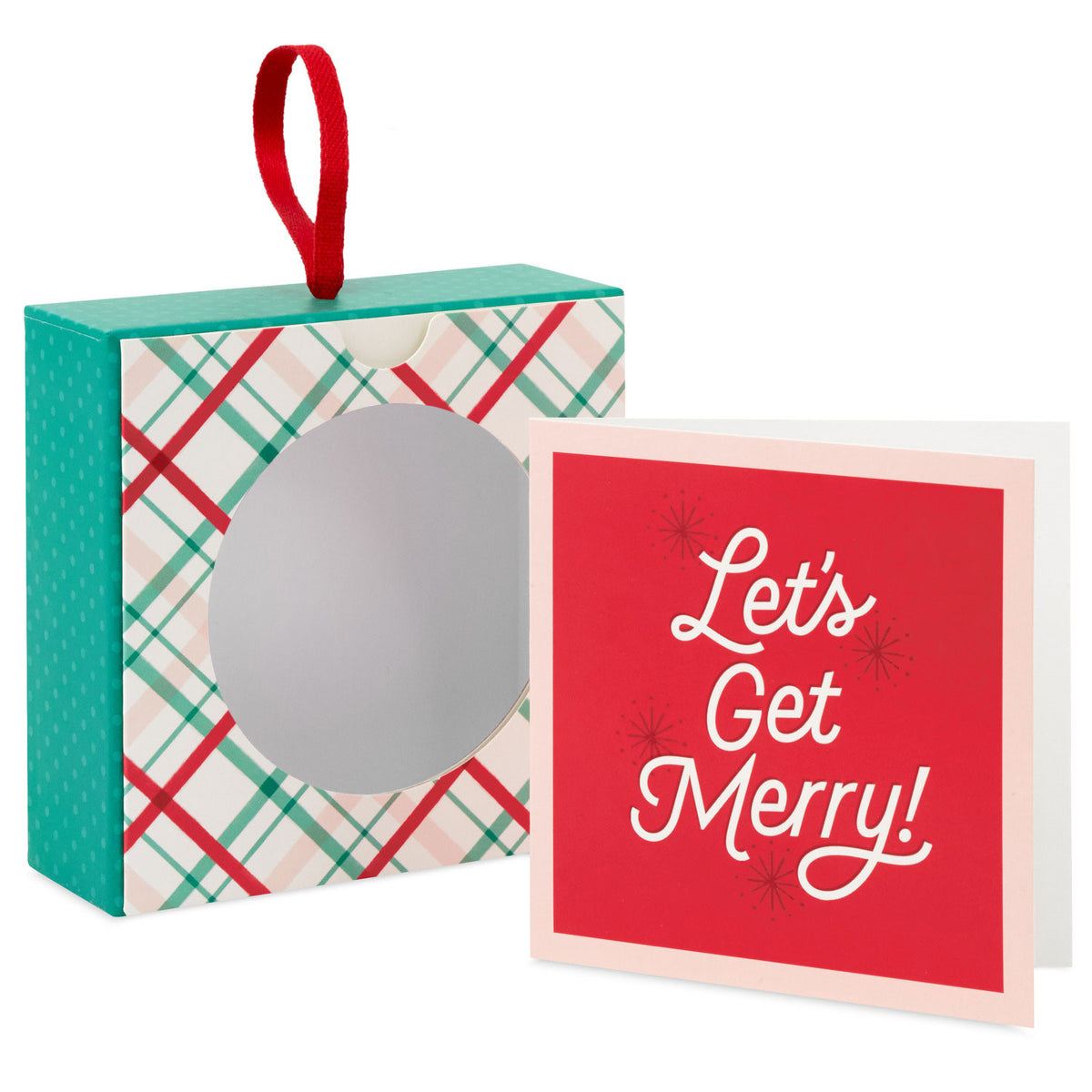 Hallmark 4.5'' Let's Get Merry! Plaid Christmas Gift Card Holder Box