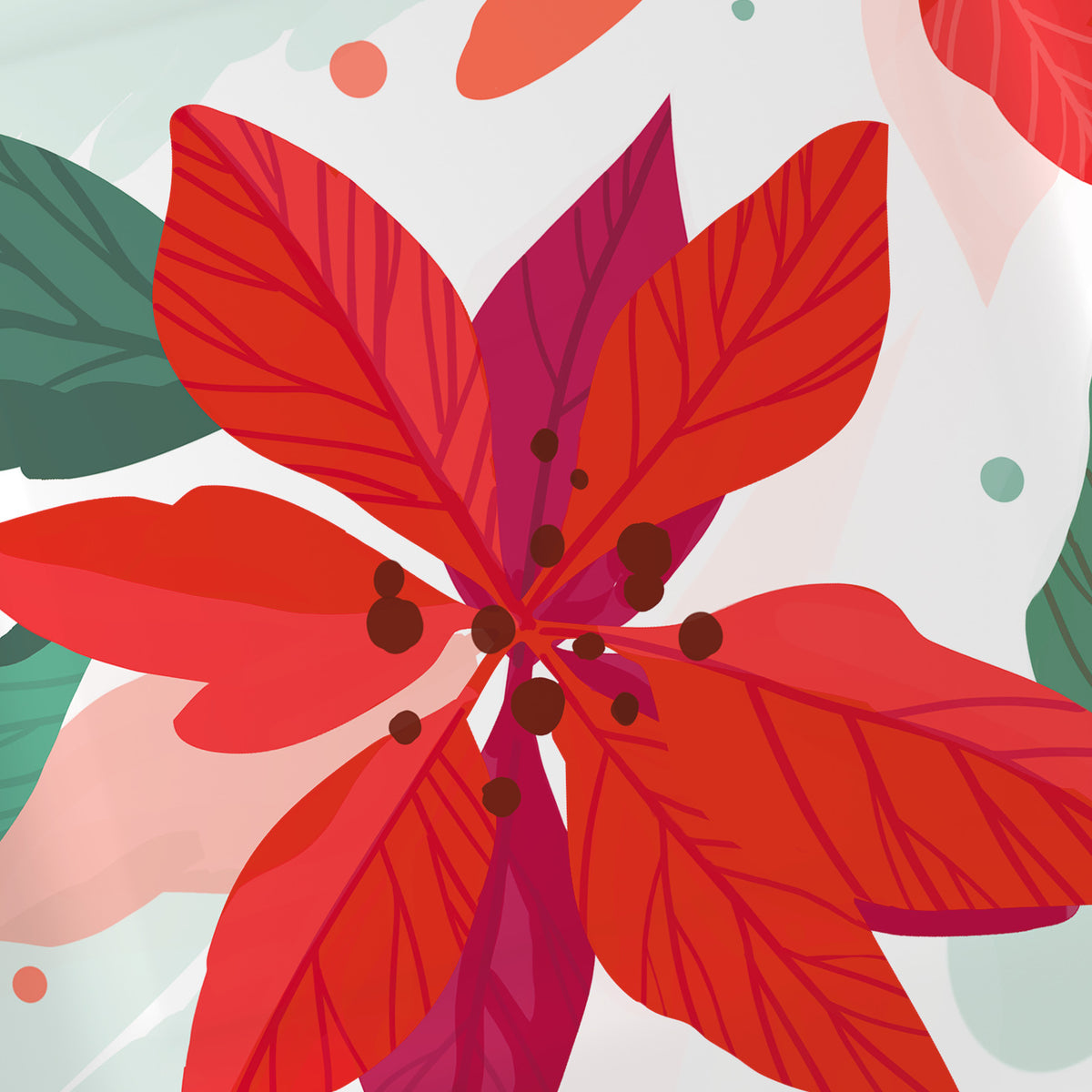 Hallmark Poinsettia Leaf Square Dinner Plates, Set of 8