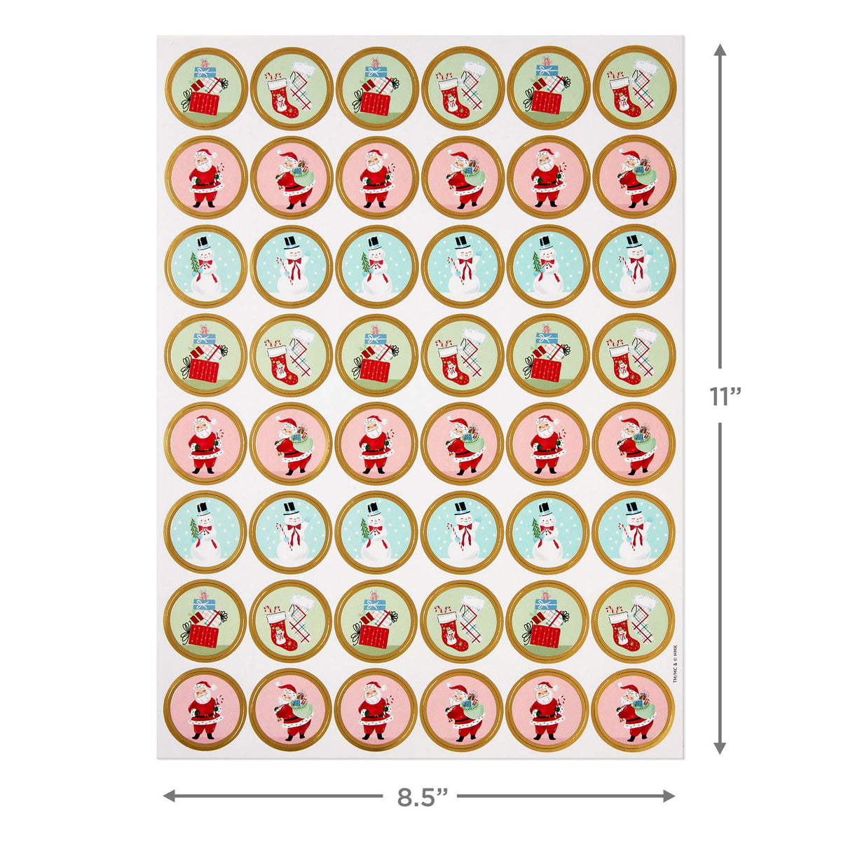 Hallmark Nostalgic Winter Icons Round Christmas Seals, 2 Sheets