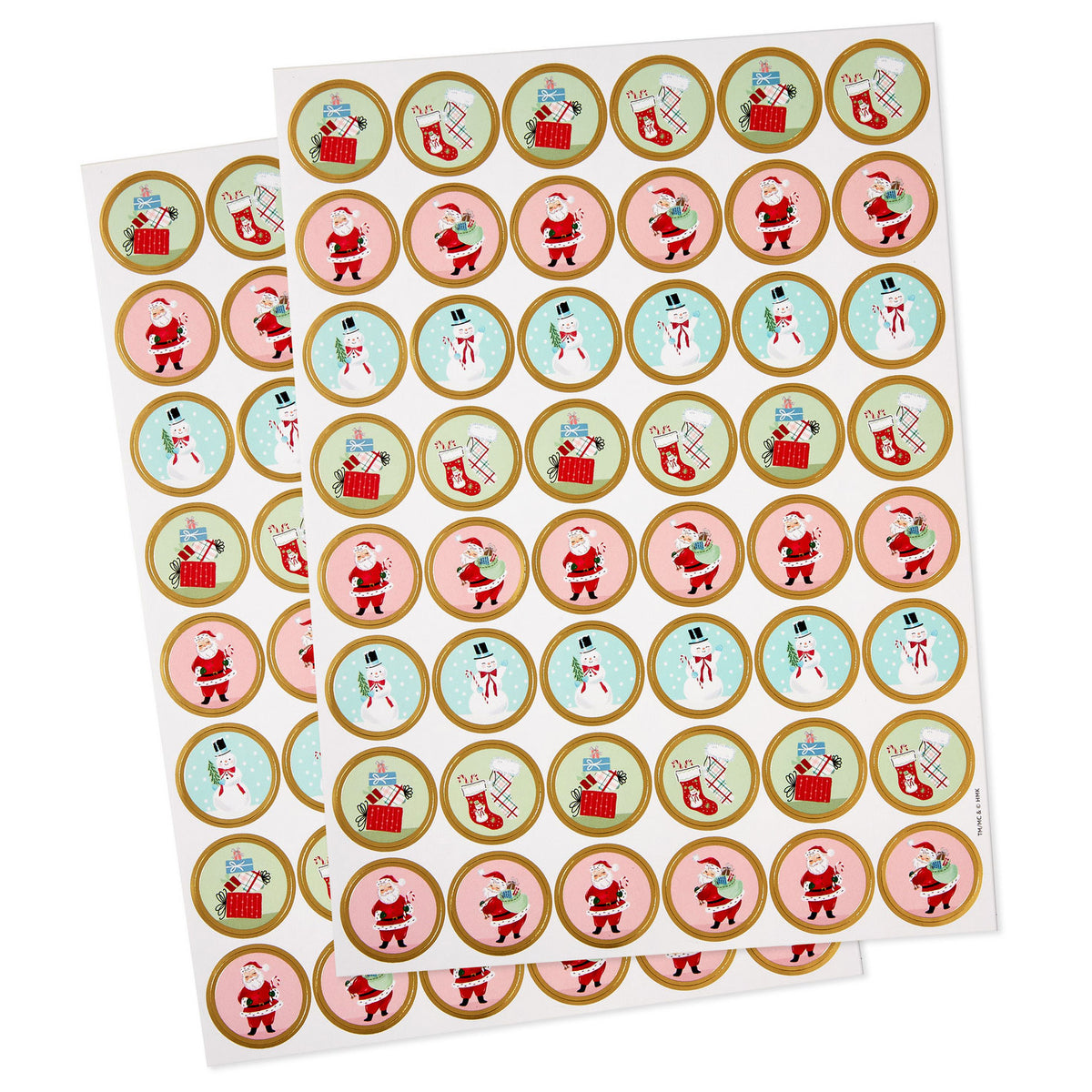 Hallmark Nostalgic Winter Icons Round Christmas Seals, 2 Sheets