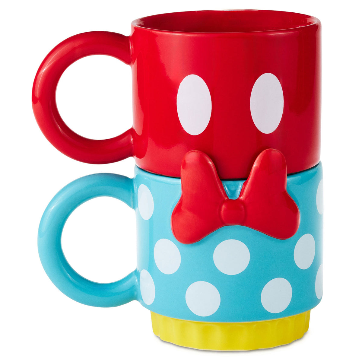 Hallmark Disney Mickey Mouse and Minnie Mouse Stacking Mugs, Set of 2