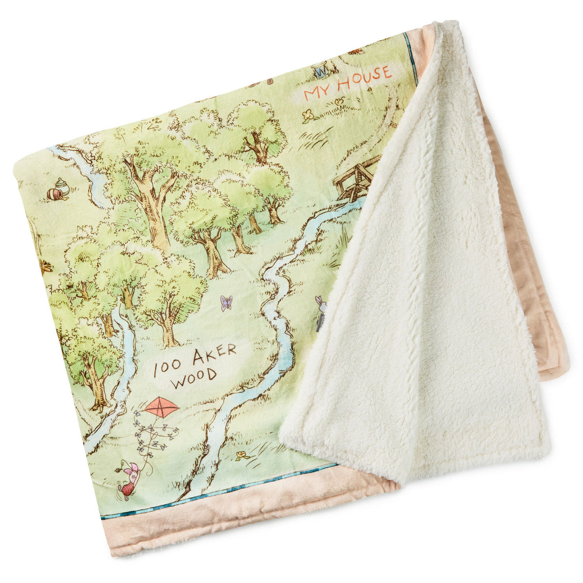 Hallmark Disney Winnie the Pooh Hundred Acre Wood Map Throw Blanket, 60x52