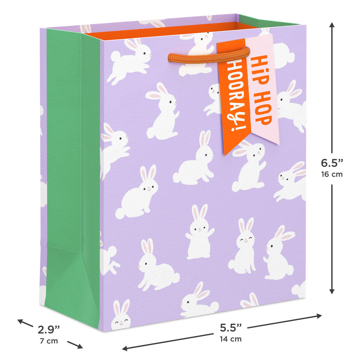 Hallmark 6.5'' Hip Hop Hooray Bunnies on Purple Small Gift Bag