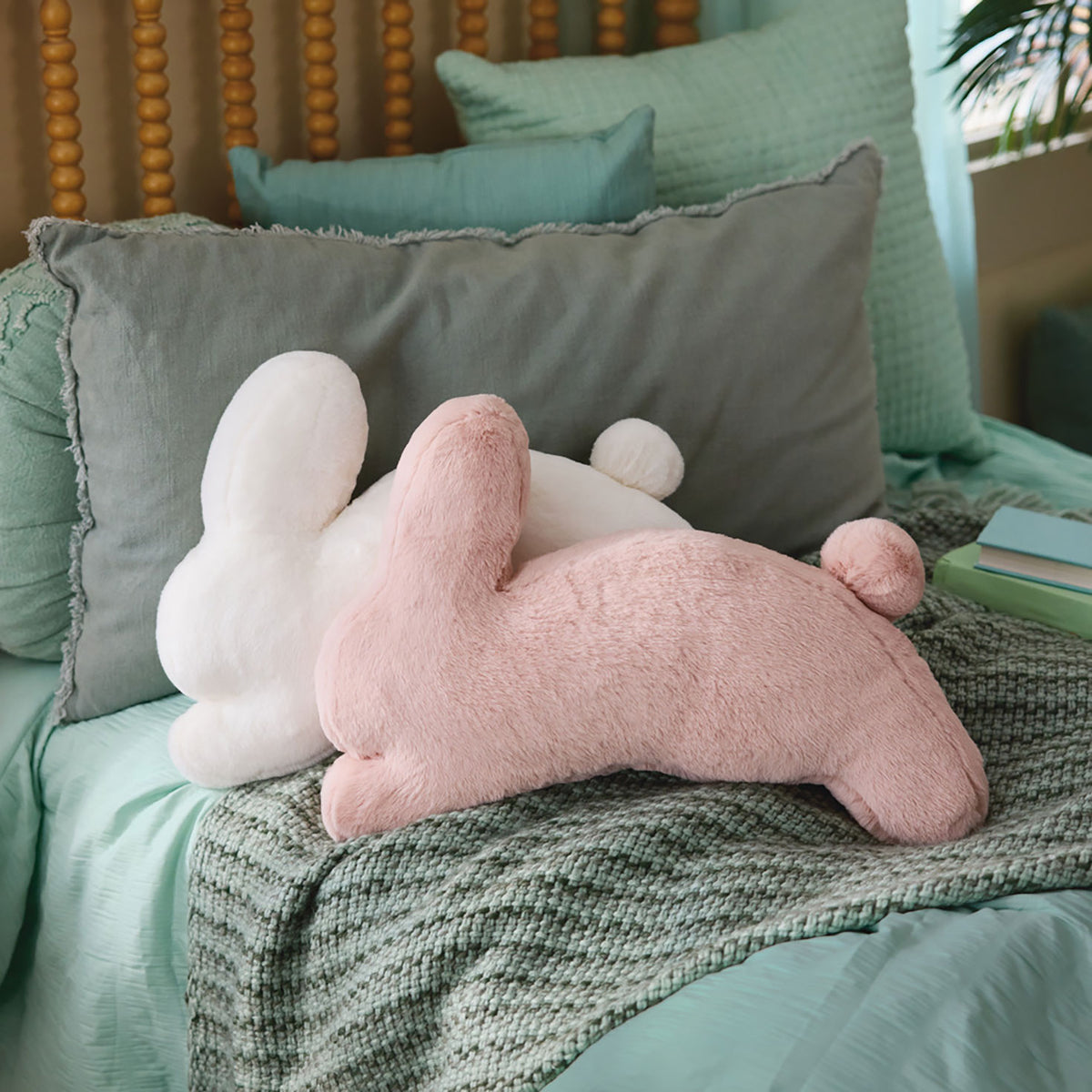 Hallmark Pink Bunny-Shaped Plush Throw Pillow, 21'' L