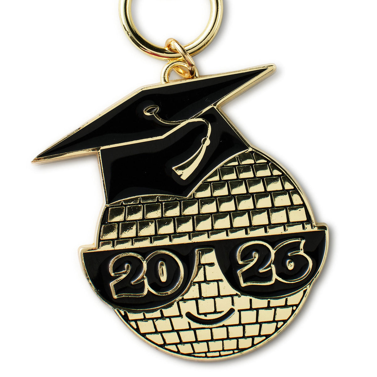 Hallmark Black and Gold Disco Ball 2026 Graduation Keychain