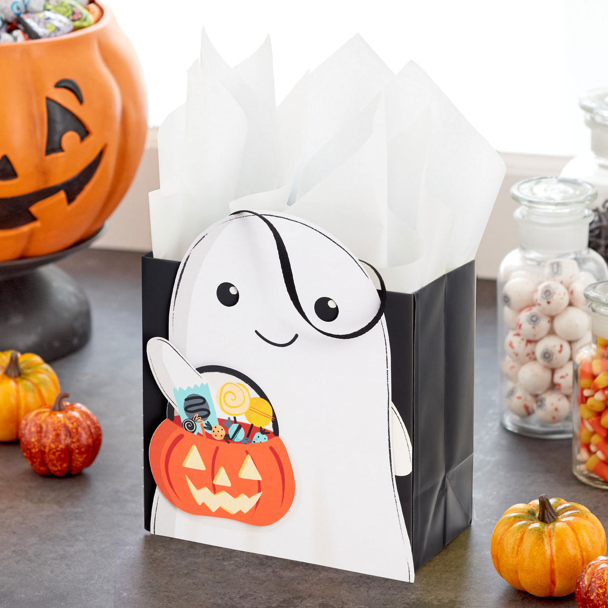 Hallmark 7.8'' Trick-or-Treating Ghost Medium Halloween Gift Bag