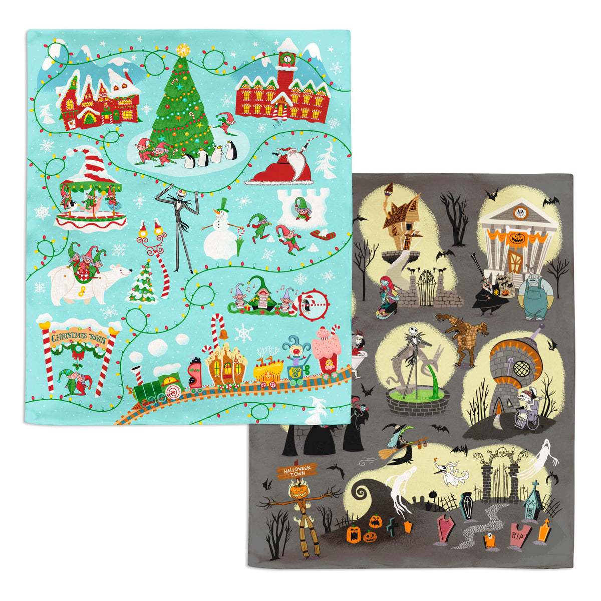 Hallmark Disney Tim Burton's The Nightmare Before Christmas Two-Sided Throw Blanket, 50x60