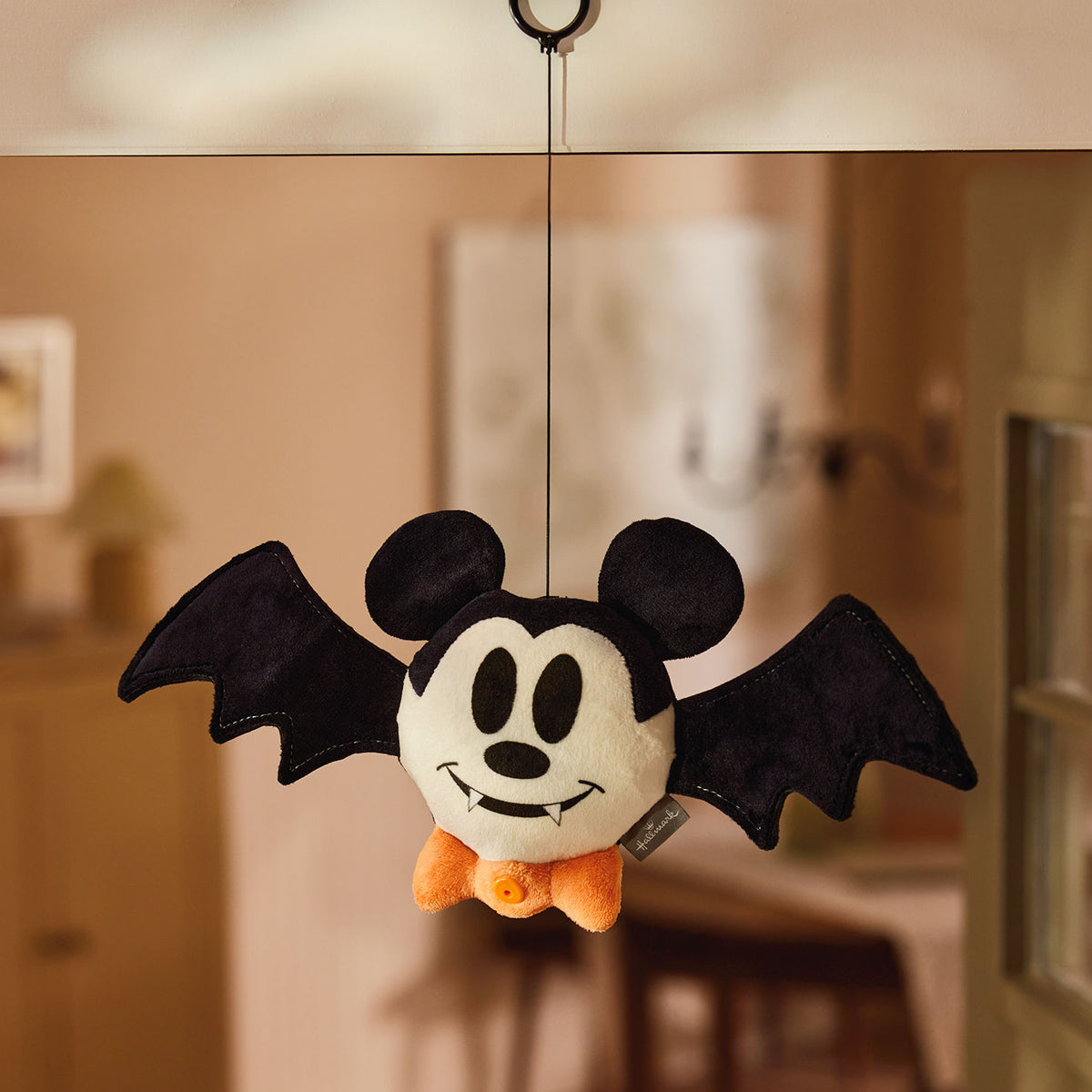Hallmark Disney Mickey Mouse Drop-n-Greet Bat Plush With Motion-Activated Sound and Motion, 8''