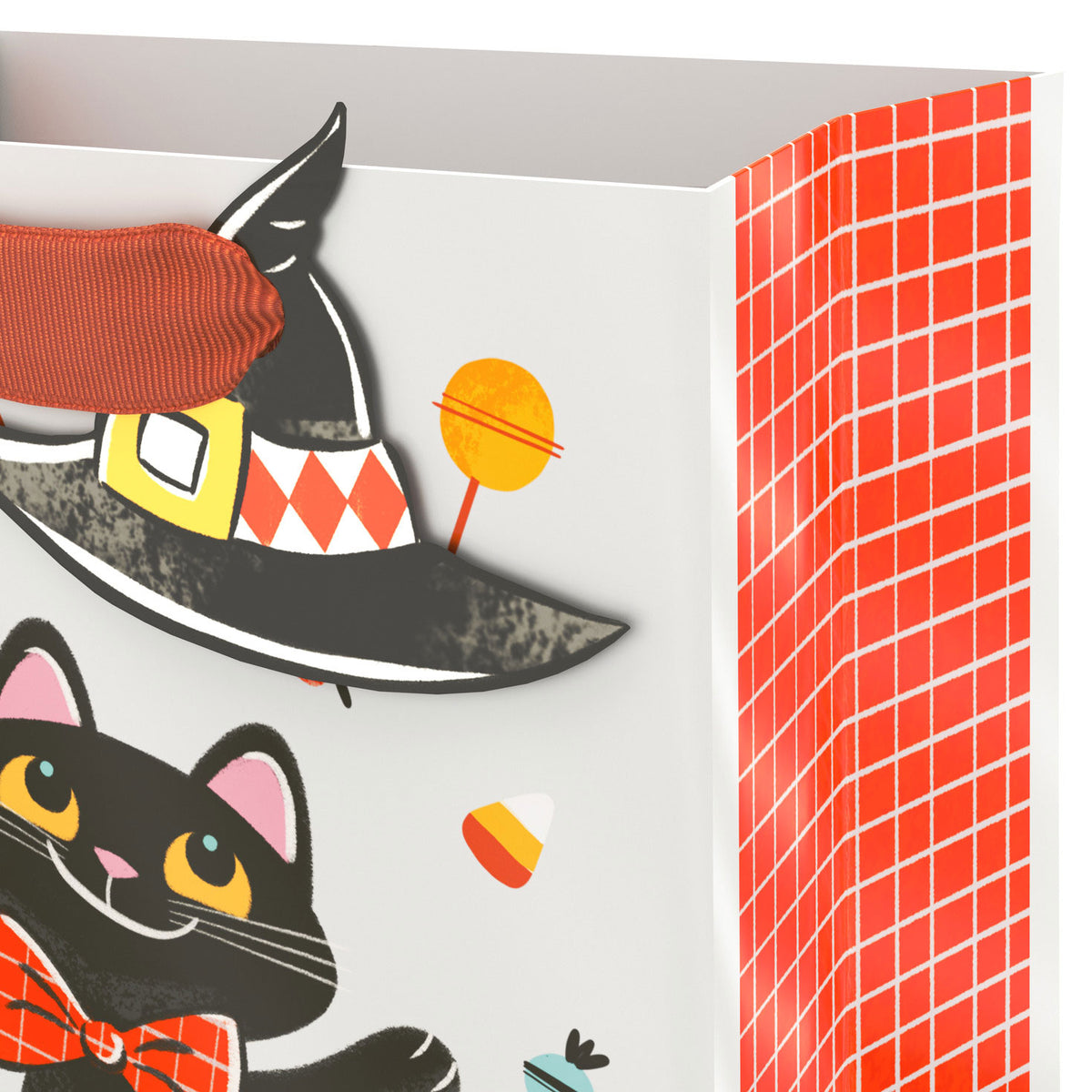 Hallmark 6.5'' Cute Cat in Pumpkin Small Halloween Gift Bag With Tag