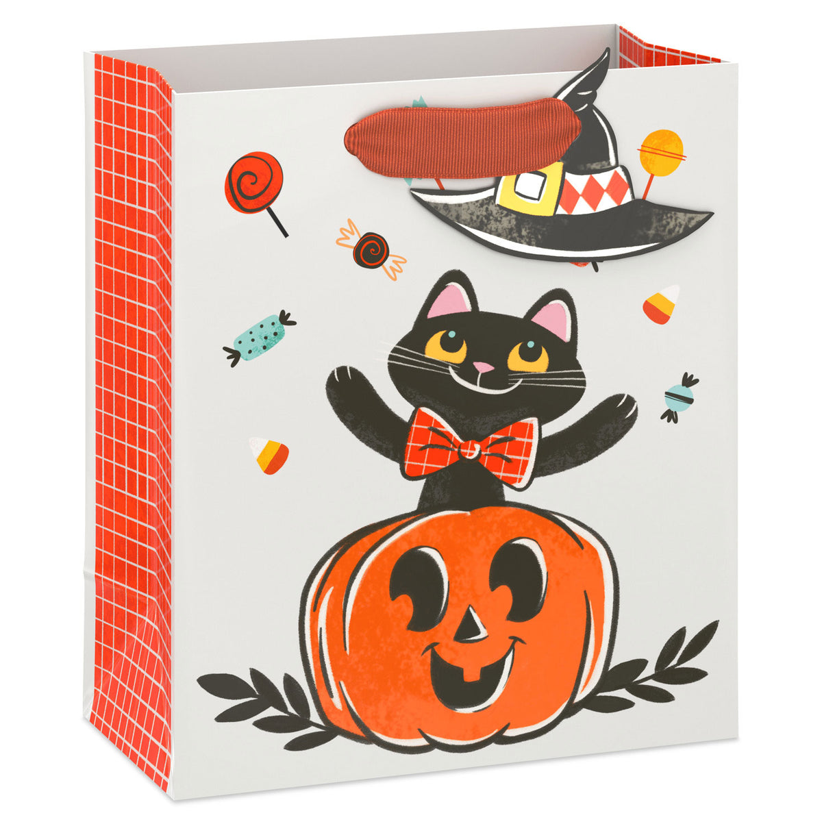 Hallmark 6.5'' Cute Cat in Pumpkin Small Halloween Gift Bag With Tag