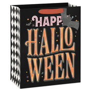 Hallmark 13'' Orange Letters with Bats on Black Large Halloween Gift Bag With Gift Tag