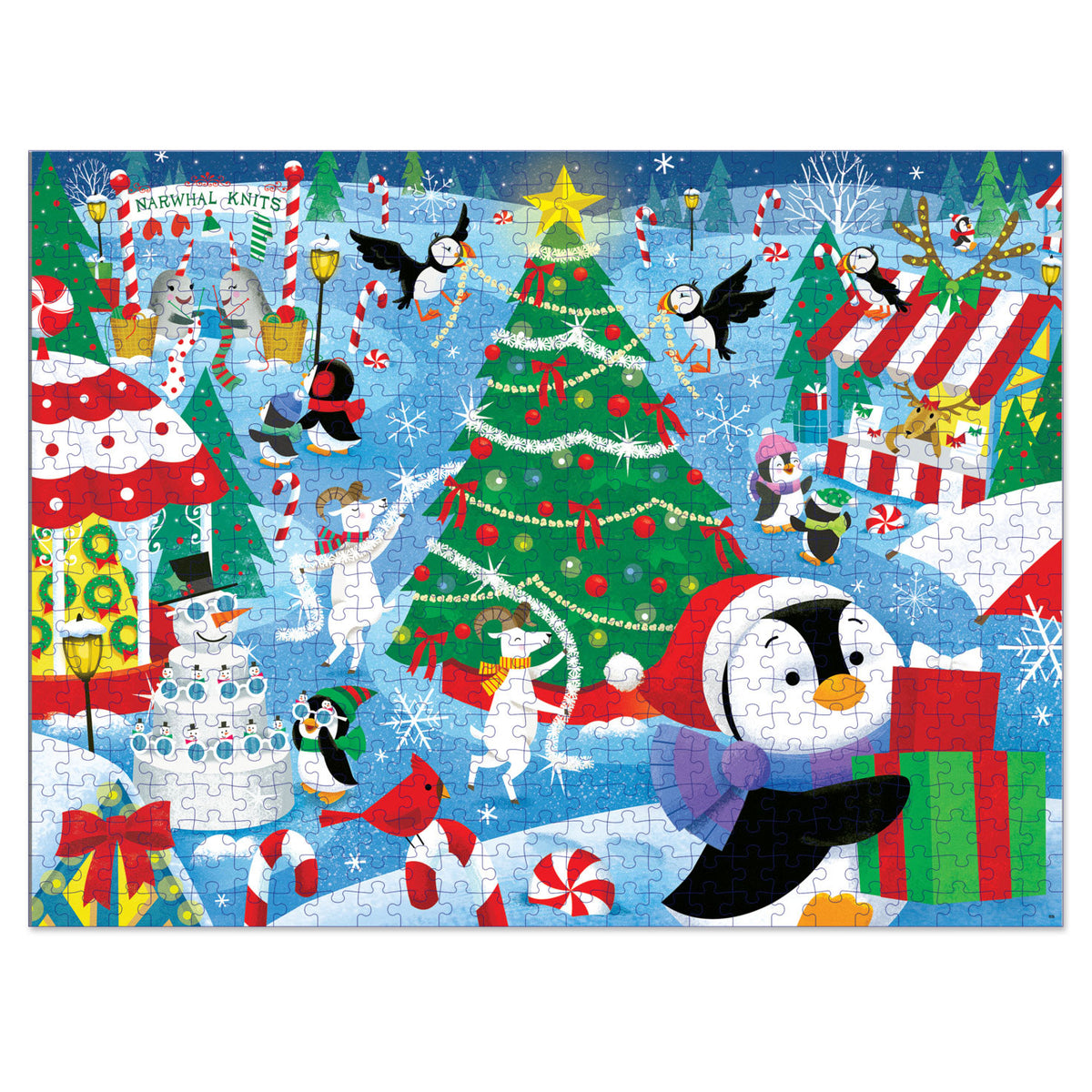 Hallmark Playful Penguins Christmas Mart Fun 550-Piece Jigsaw Puzzle