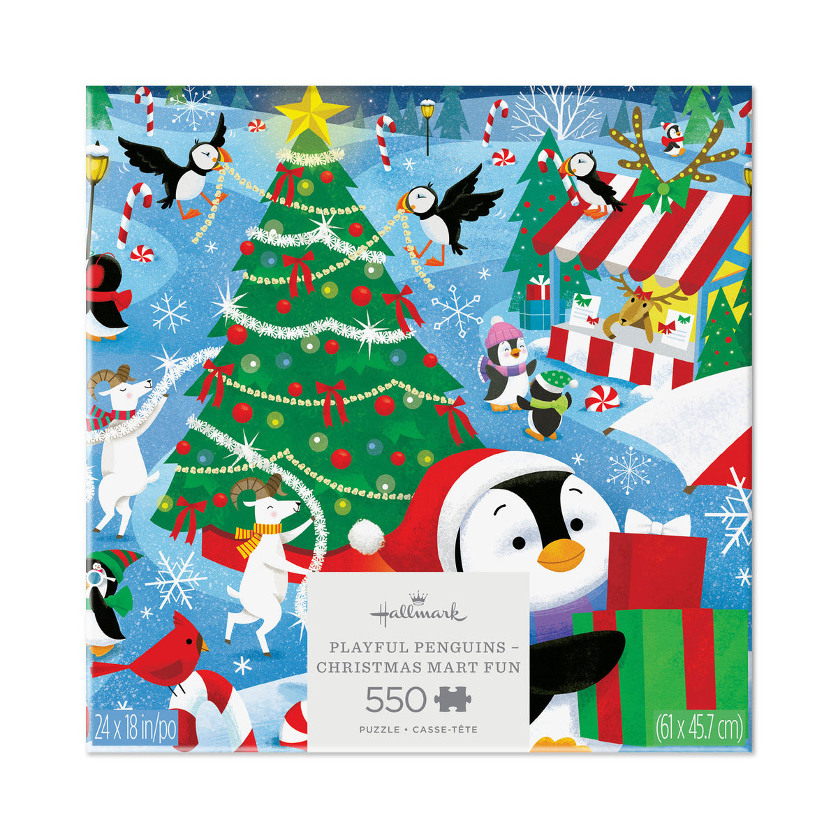 Hallmark Playful Penguins Christmas Mart Fun 550-Piece Jigsaw Puzzle
