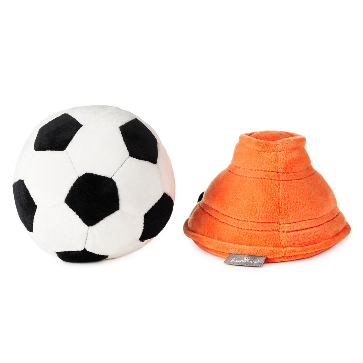 Hallmark Better Together Soccer Ball and Orange Cone Magnetic Plush Pair, 5'' H