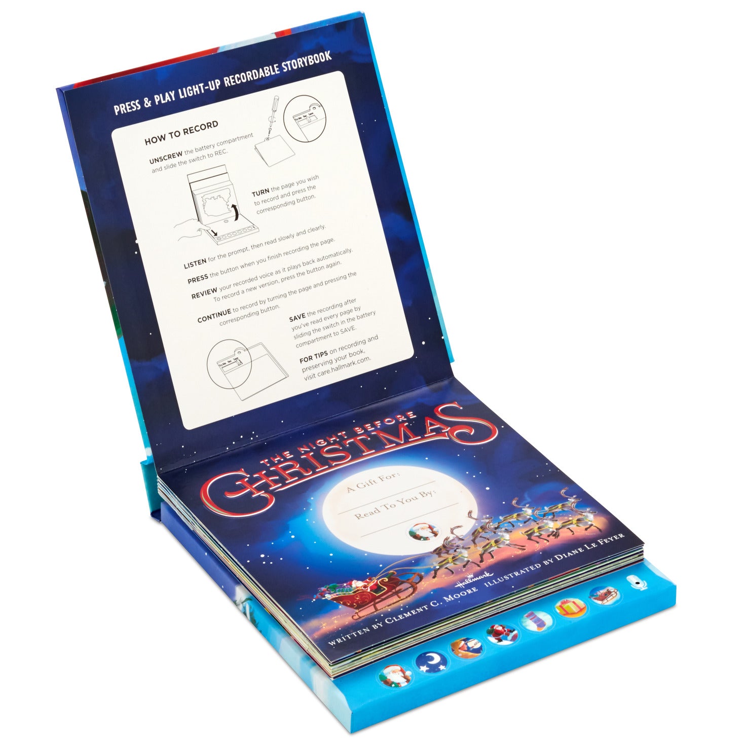 Hallmark The Night Before Christmas Recordable Lighted Pop-Up Book