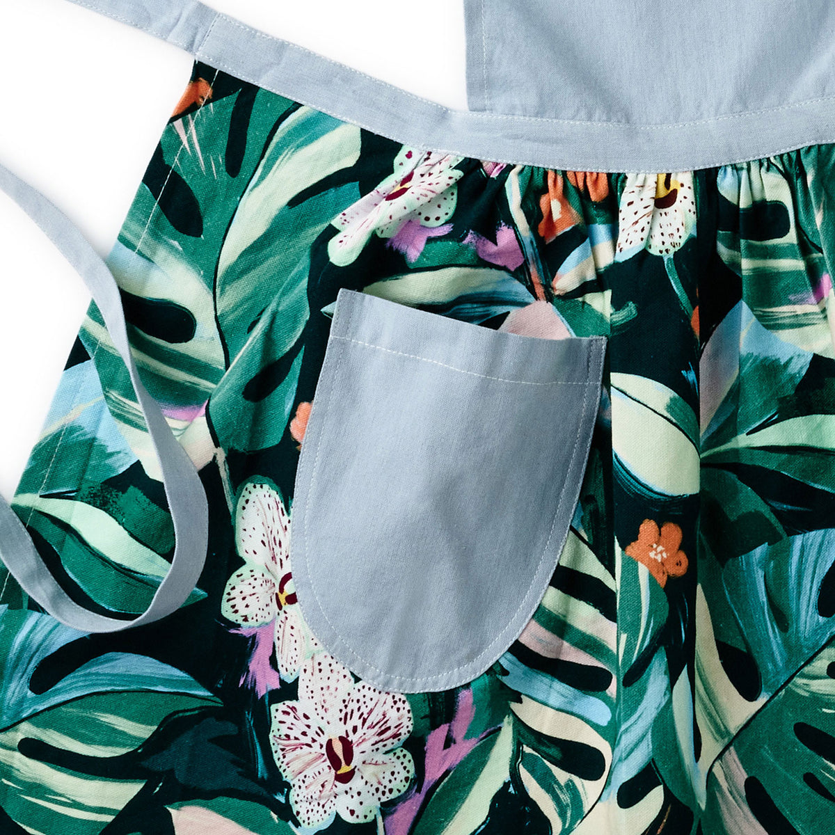 Hallmark Lacey Chabert Collection Green Floral and Blue Chambray Apron With Pockets