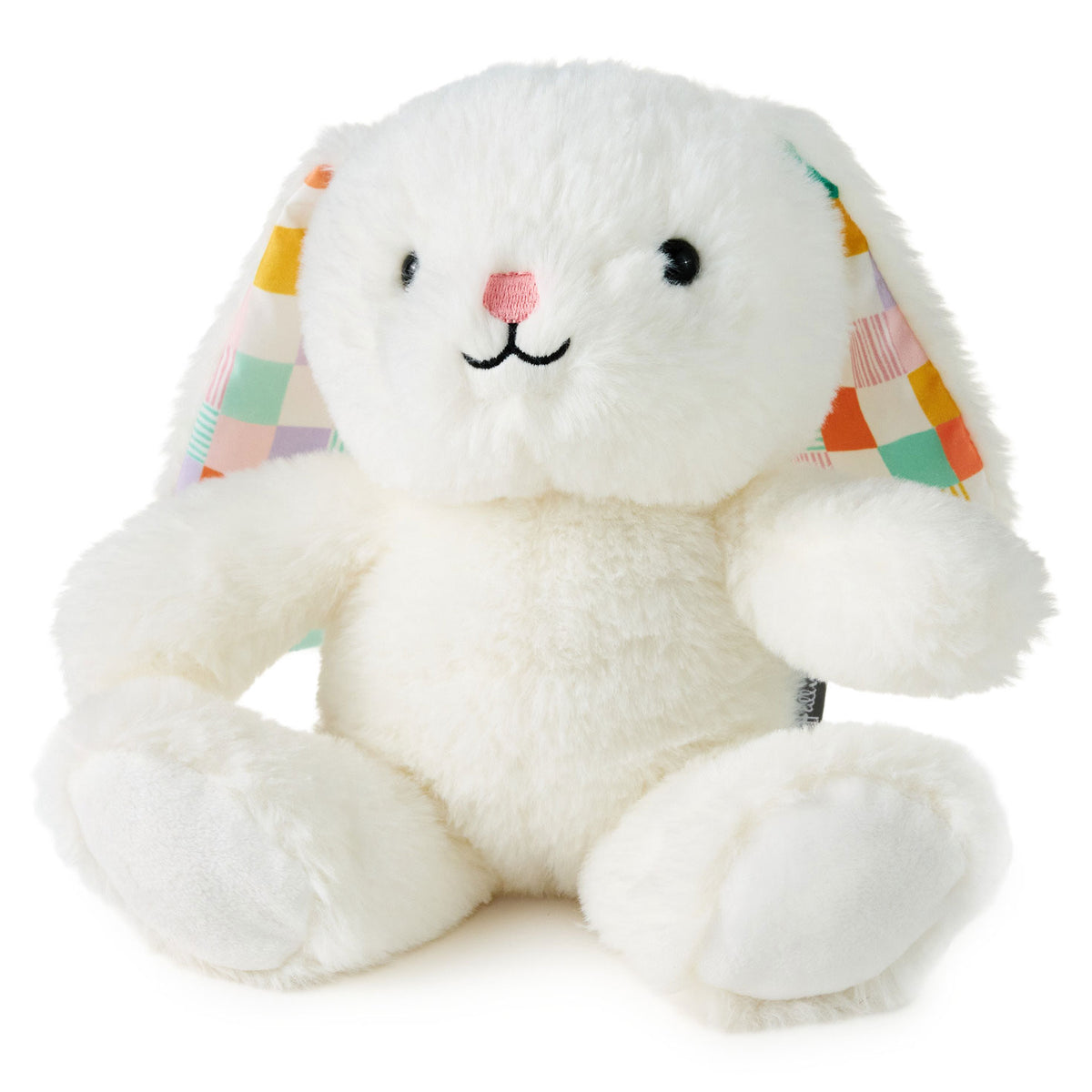 Hallmark White Bunny With Patchwork Ears Easter Plush, 8''