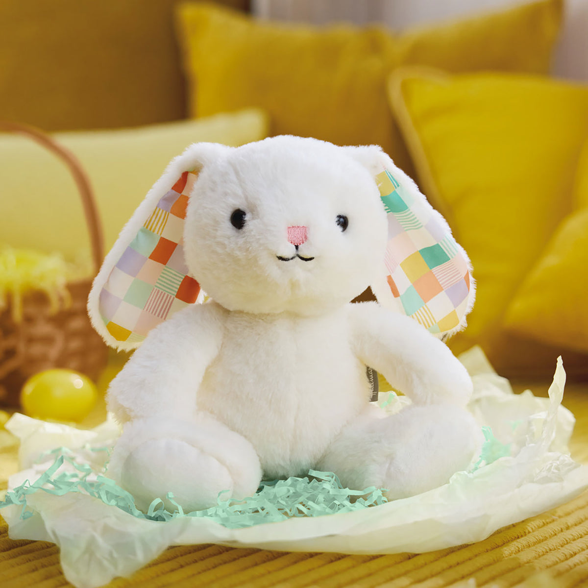 Hallmark White Bunny With Patchwork Ears Easter Plush, 8''