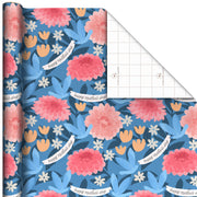Hallmark Colorful Blooms on Blue Mother's Day Wrapping Paper Roll, 20 sq. ft.