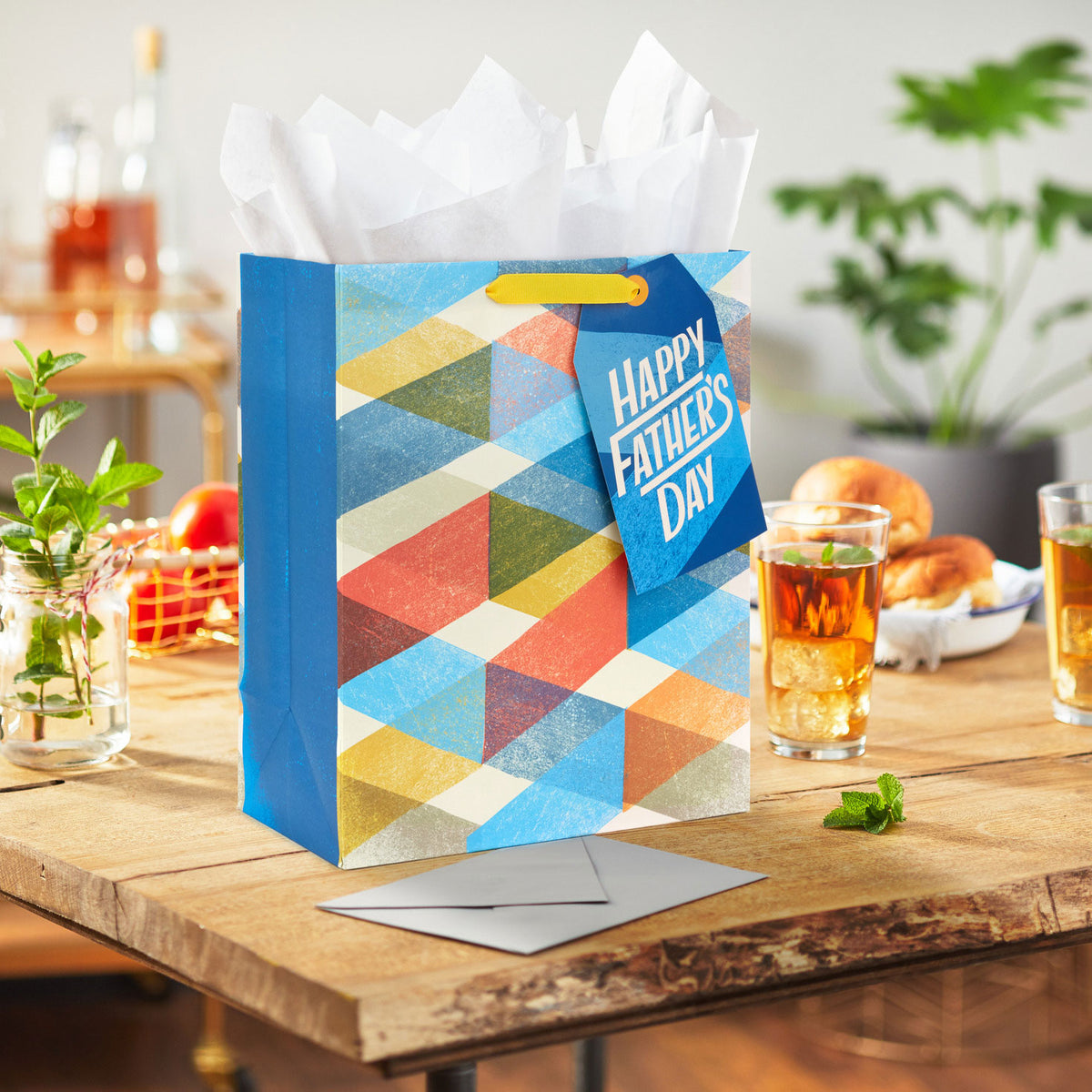 Hallmark 13'' Multicolor Plaid Large Father's Day Gift Bag
