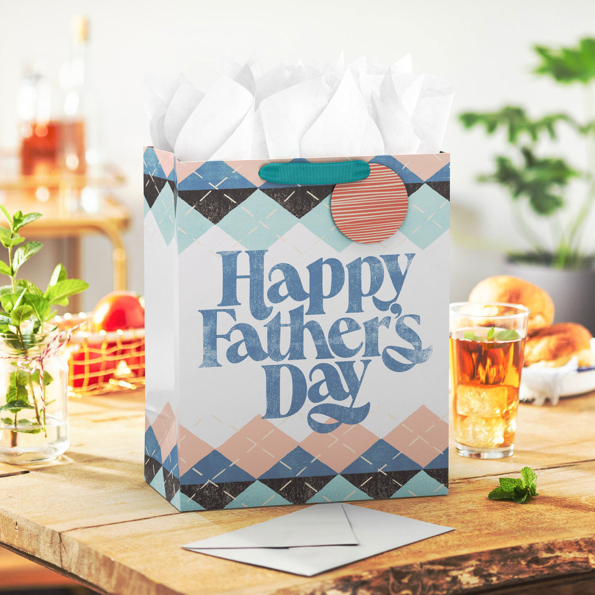 Hallmark 13'' Happy Father's Day Argyle Large Gift Bag