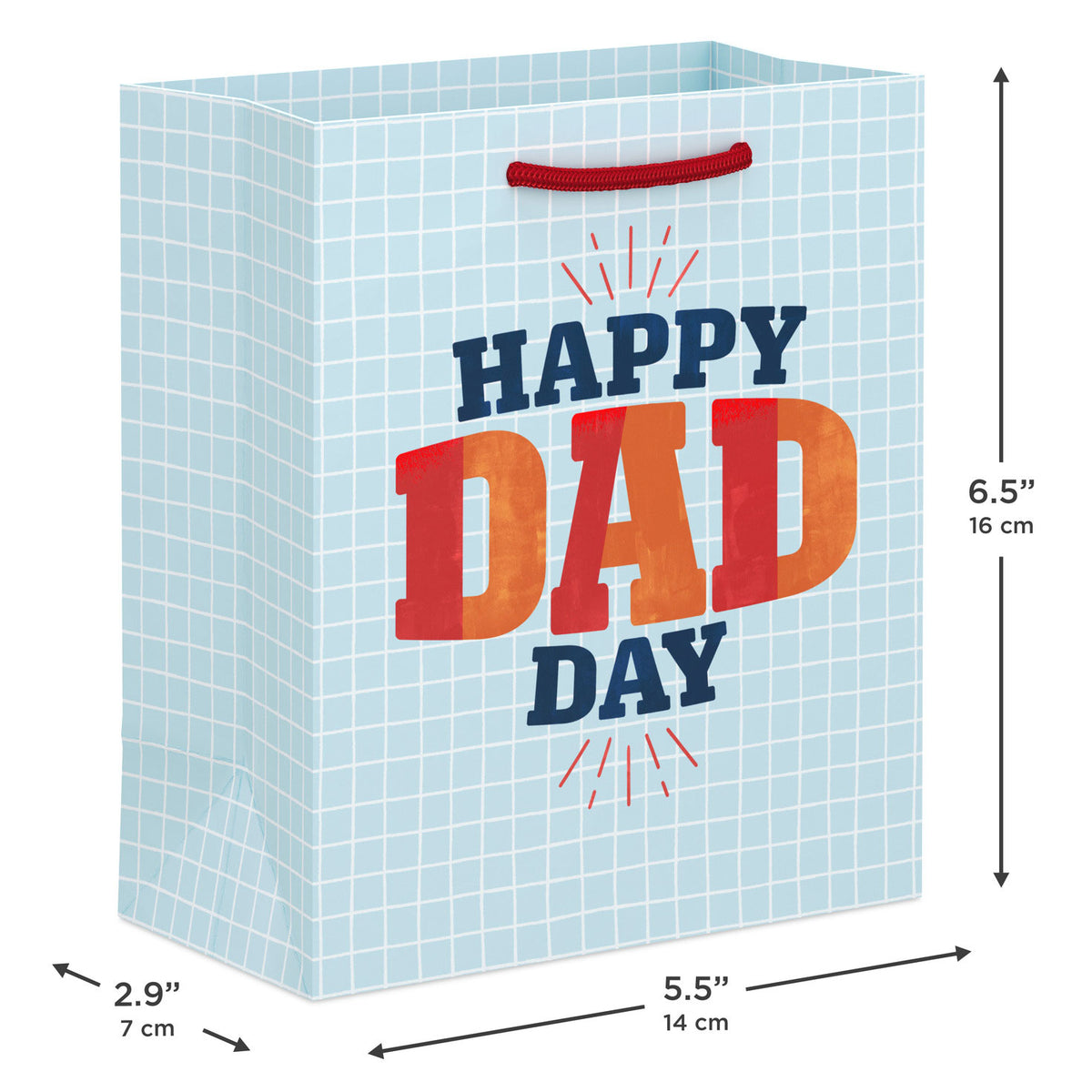 Hallmark 6.5'' Happy Dad Day on Blue Grid Small Gift Bag