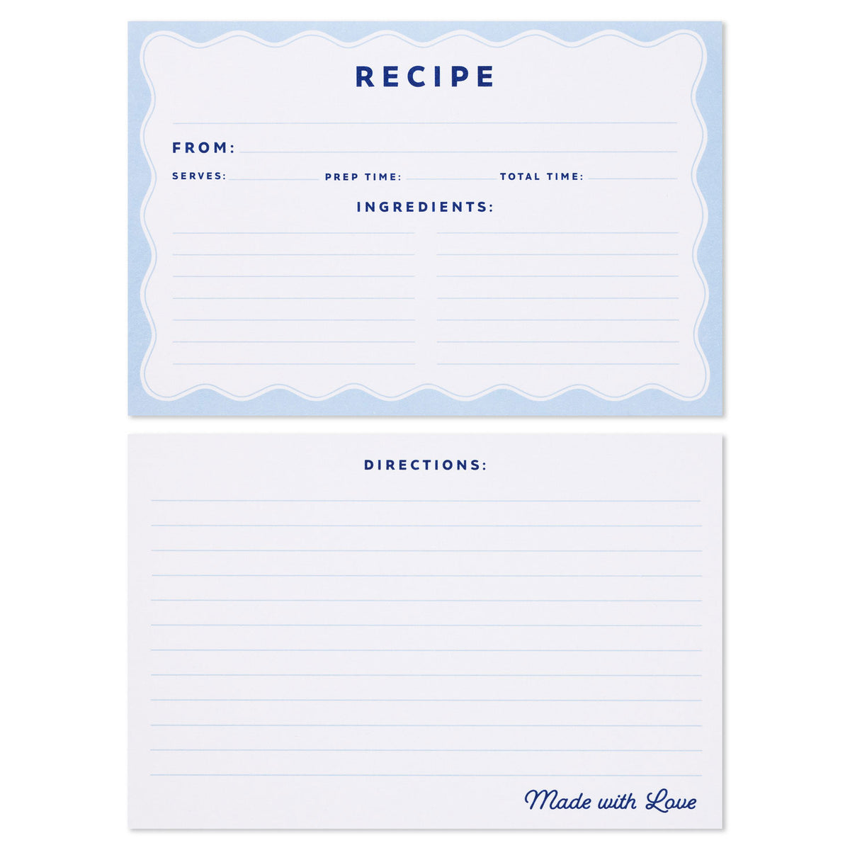 Hallmark Blue and White Recipe Organizer Box With Recipe Cards