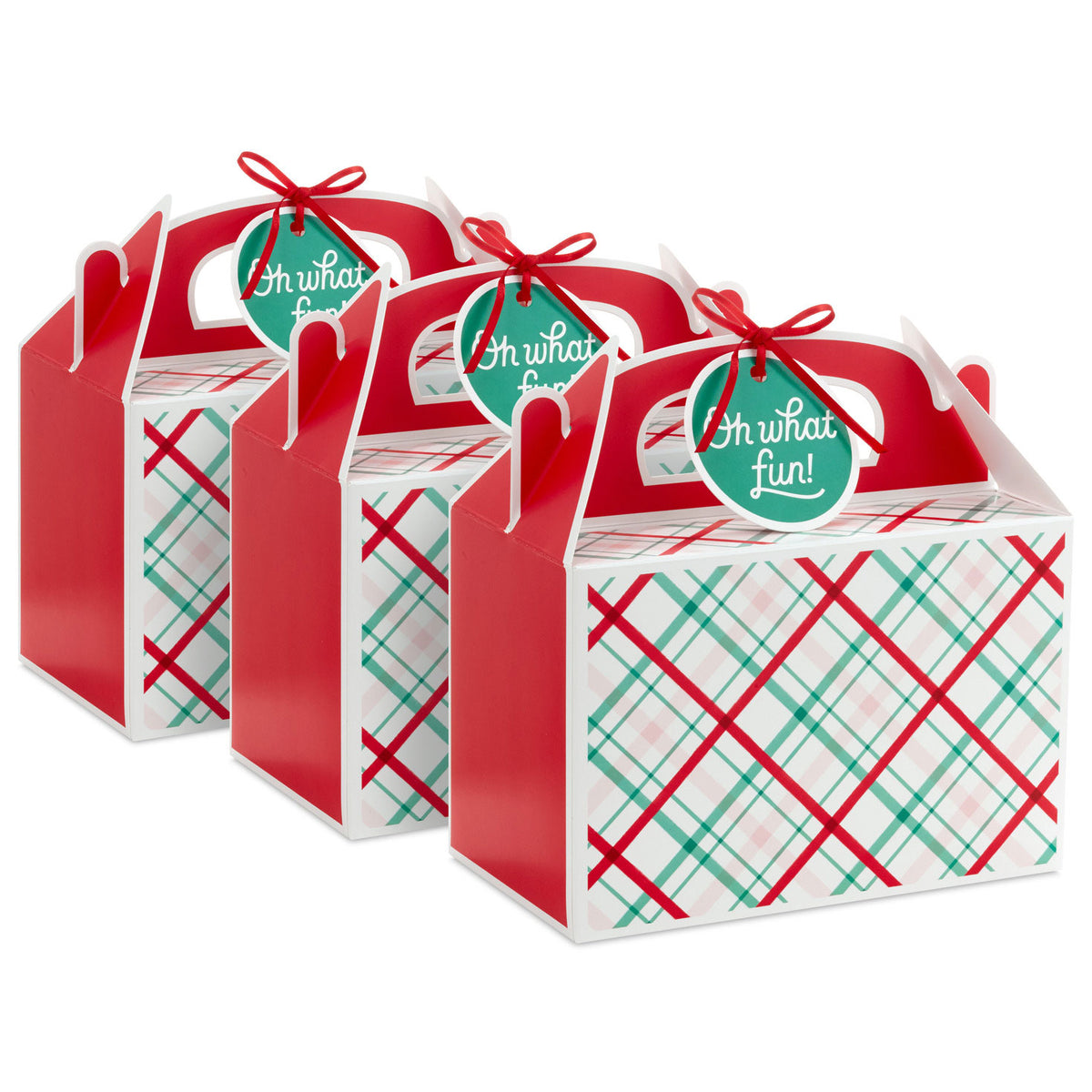 Hallmark Oh What Fun Plaid 3-Pack Christmas Gable Boxes