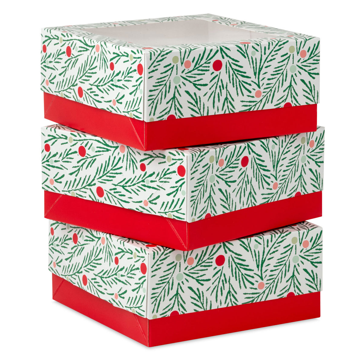 Hallmark Branches and Berries 3-Pack Holiday Windowed Gift Boxes