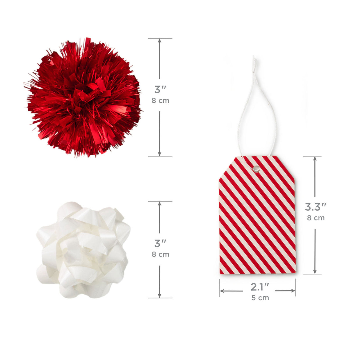 Hallmark Red and White 6-Piece Assortment Christmas Shredded Paper and Trim Kit