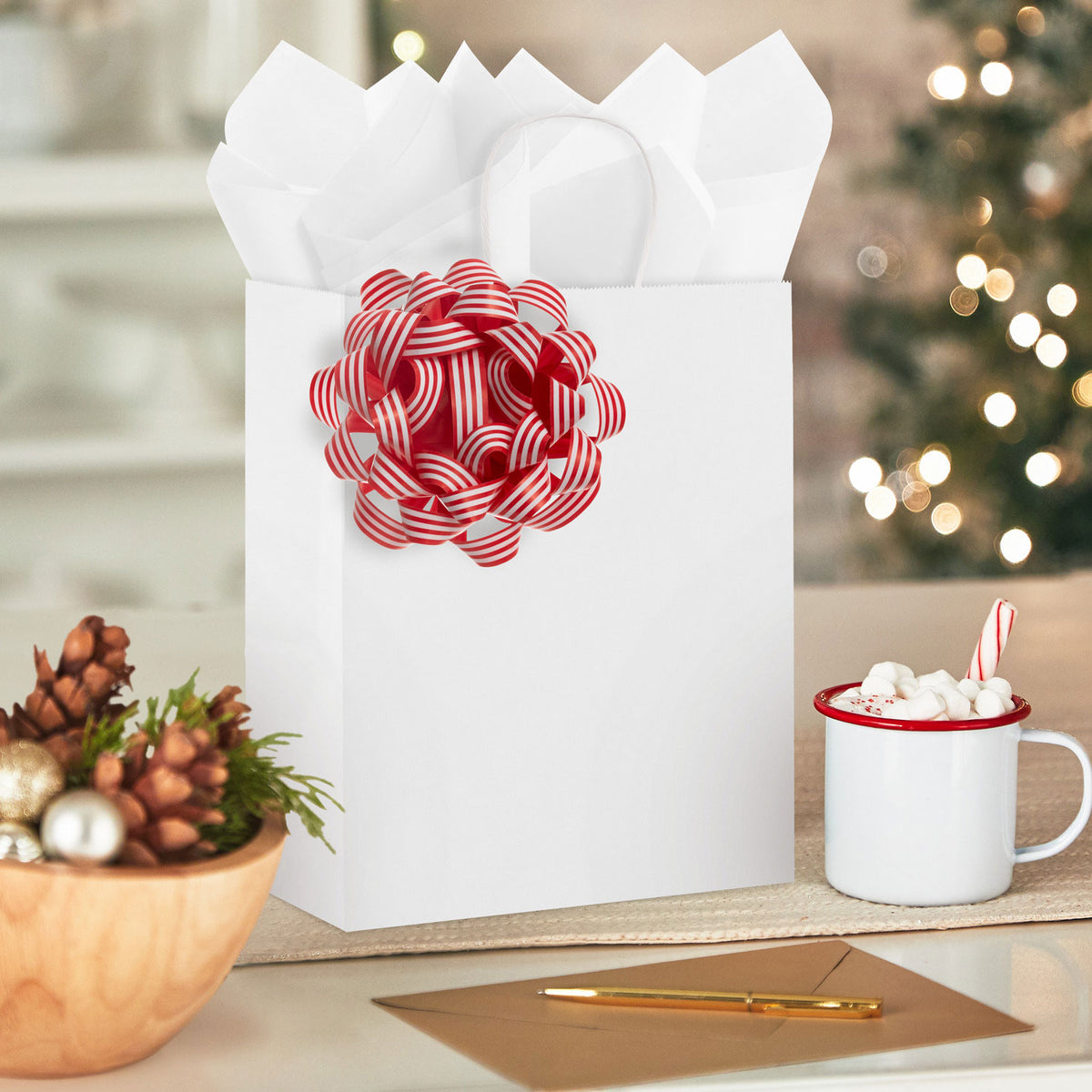 Hallmark 4.5'' Red and White Striped Paper Gift Bow
