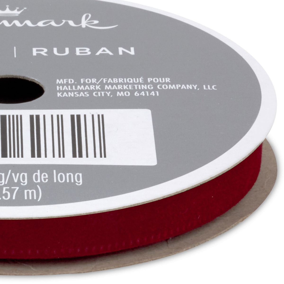 Hallmark 0.3'' Burgundy Velvet Holiday Ribbon, 15'