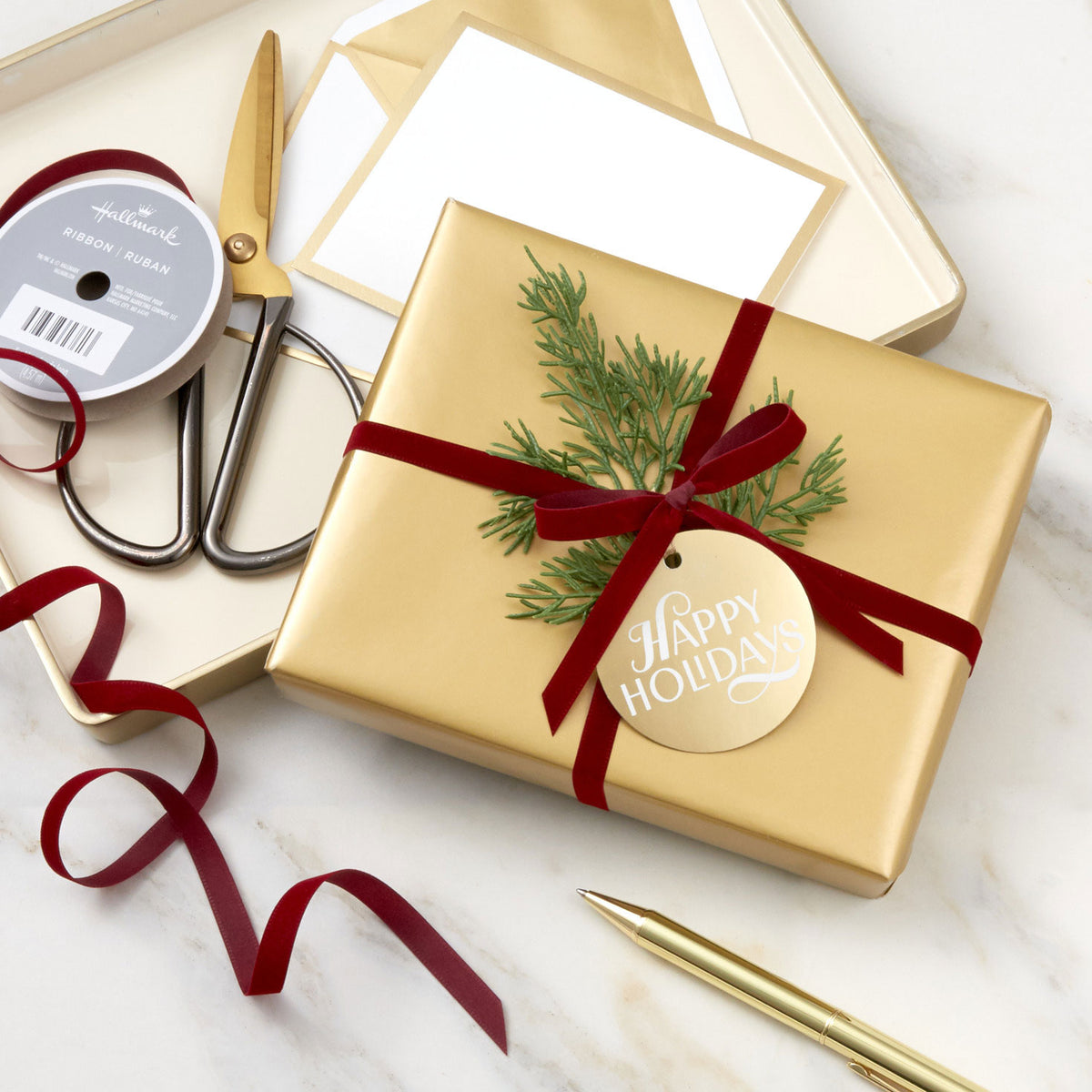 Hallmark 0.3'' Burgundy Velvet Holiday Ribbon, 15'