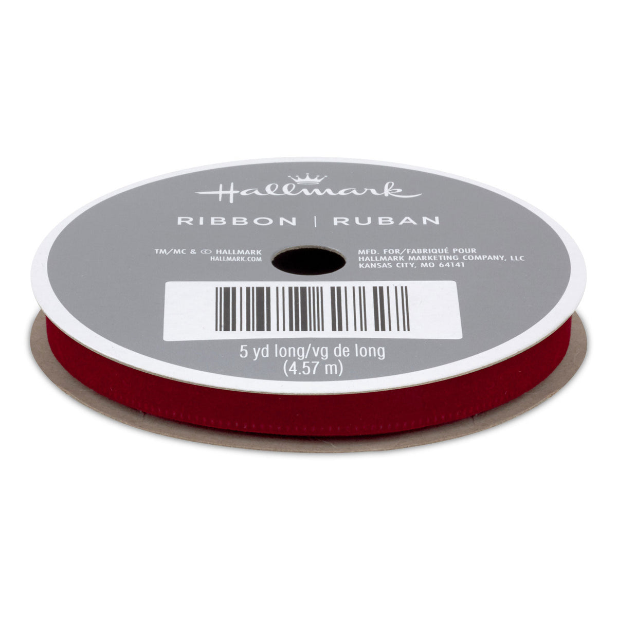 Hallmark 0.3'' Burgundy Velvet Holiday Ribbon, 15'