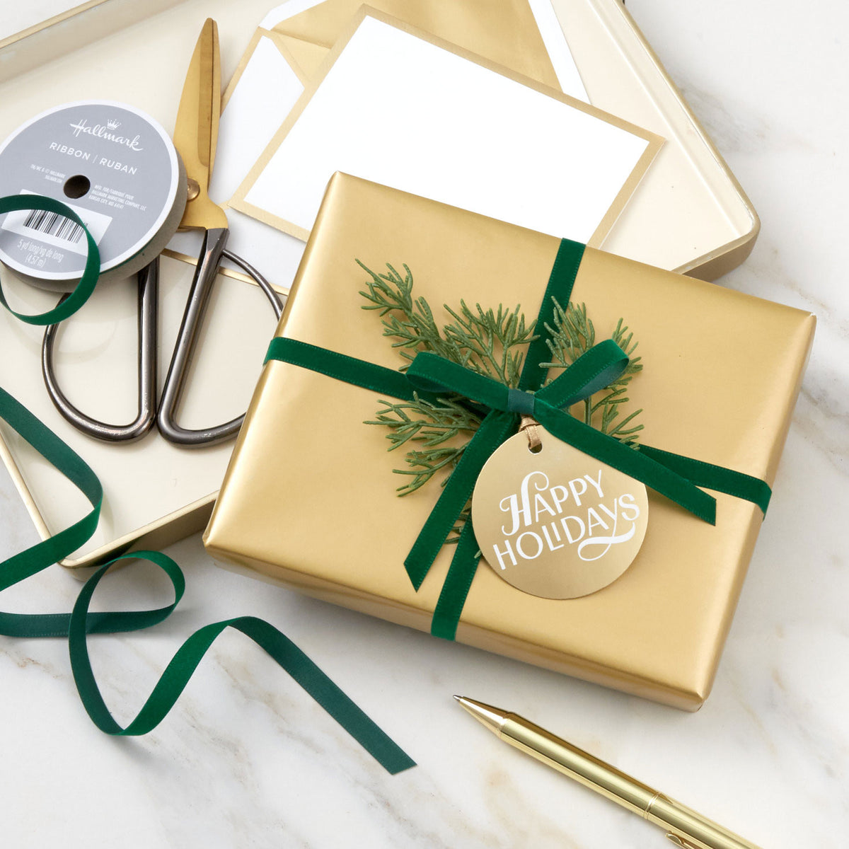 Hallmark 0.3'' Forest Green Holiday Ribbon, 15'