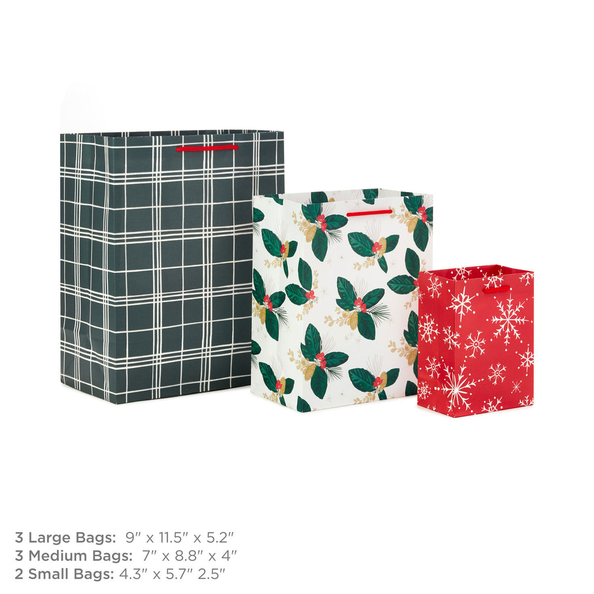 Hallmark Traditional Fun 8-Pack Assorted Christmas Gift Bags