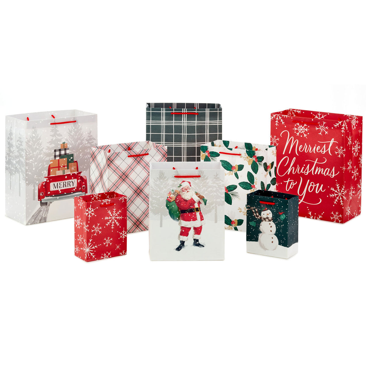 Hallmark Traditional Fun 8-Pack Assorted Christmas Gift Bags