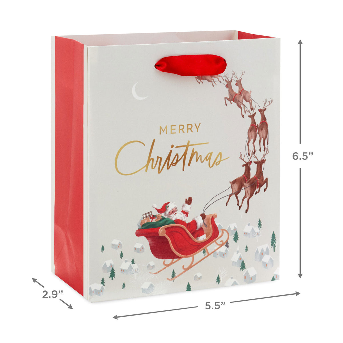 Hallmark 6.5" Santa in Sleigh Small Christmas Gift Bag
