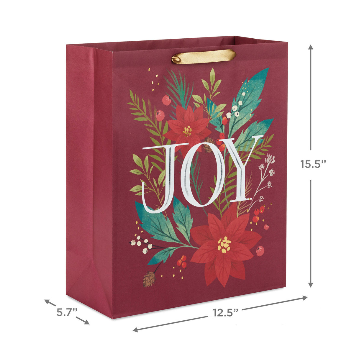 Hallmark 15.5" Joy on Poinsettias Extra-Large Christmas Gift Bag
