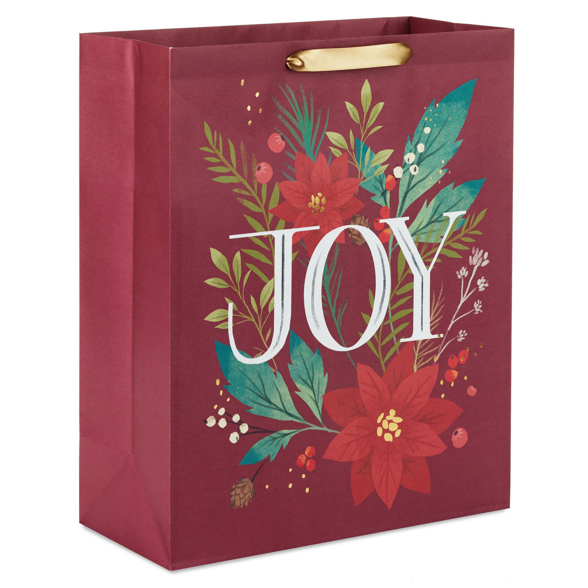 Hallmark 15.5" Joy on Poinsettias Extra-Large Christmas Gift Bag