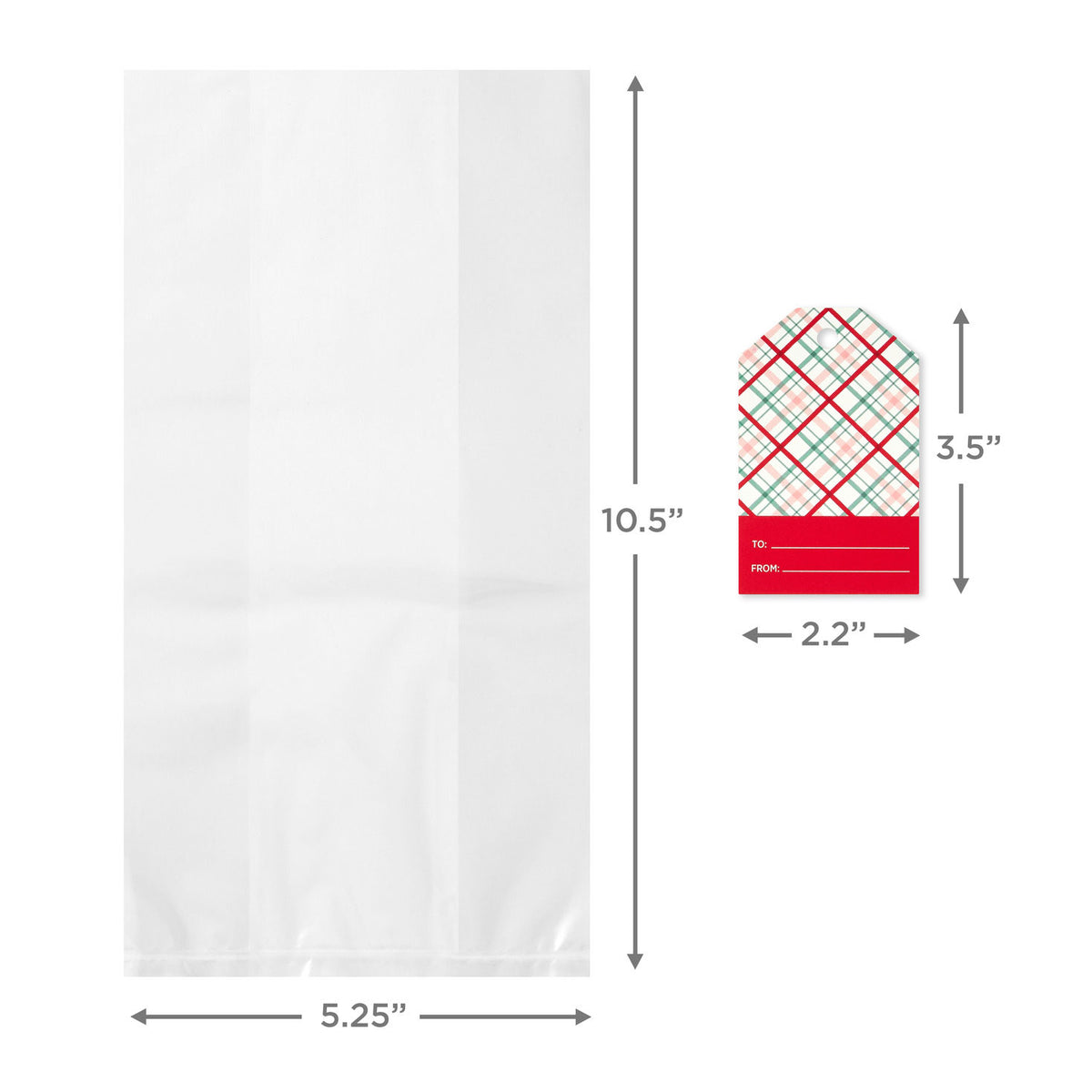 Hallmark Clear Cello Christmas Goodie Bags With Gift Tags, Pack of 12