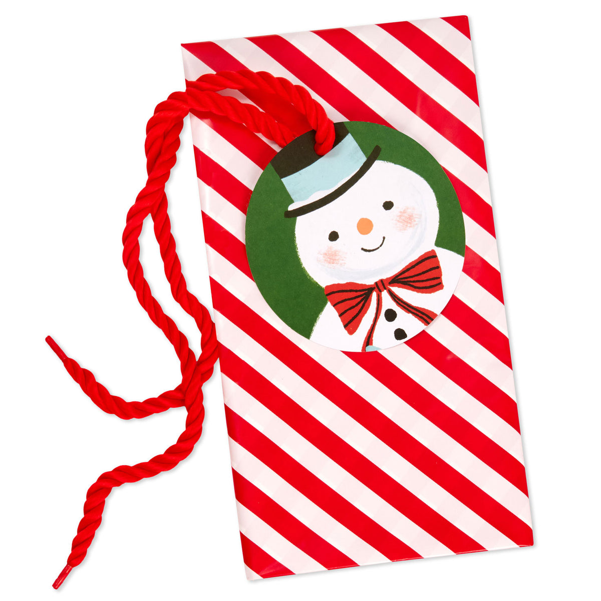 Hallmark 56'' Red and White Striped Giant Plastic Christmas Gift Bag With Snowman Tag and Tie