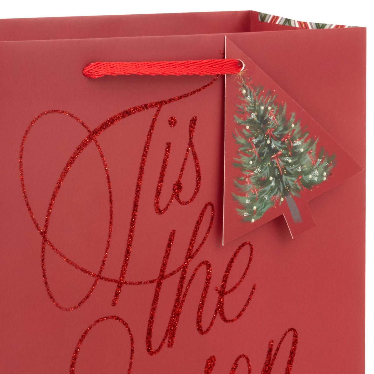 Hallmark 9.6'' Glittery Tis the Season on Dark Red Medium Holiday Gift Bag