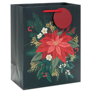 Hallmark 9.6'' Red Poinsettia on Black Medium Christmas Gift Bag