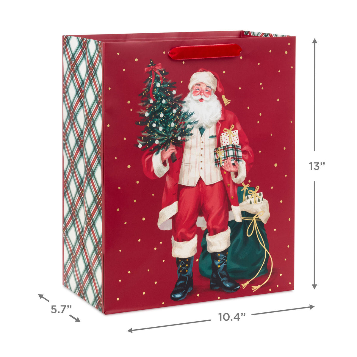 Hallmark 13'' Santa With Tree and Presents Large Christmas Gift Bag