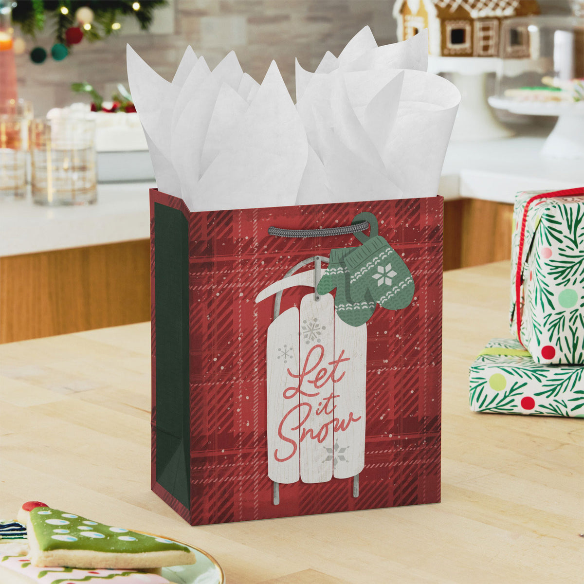Hallmark 6.5'' Rustic Sled Small Christmas Gift Bag