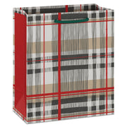 Hallmark 6.5'' Khaki, Red and Gray Plaid Small Christmas Gift Bag